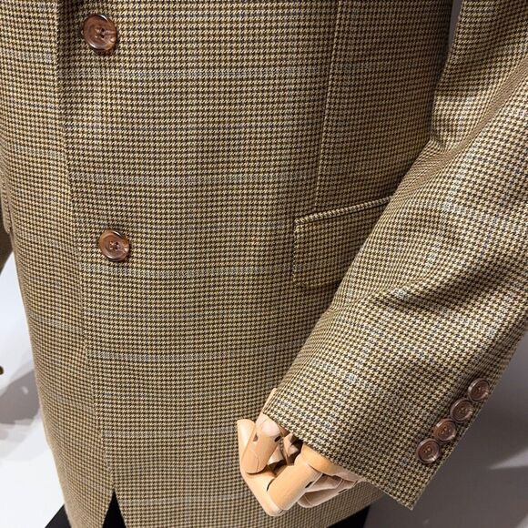Lauren Ralph Lauren Men’s Beige Plaid Silk Wool Blazer Trim Fit Men’s Size 42L - Picture 6 of 10